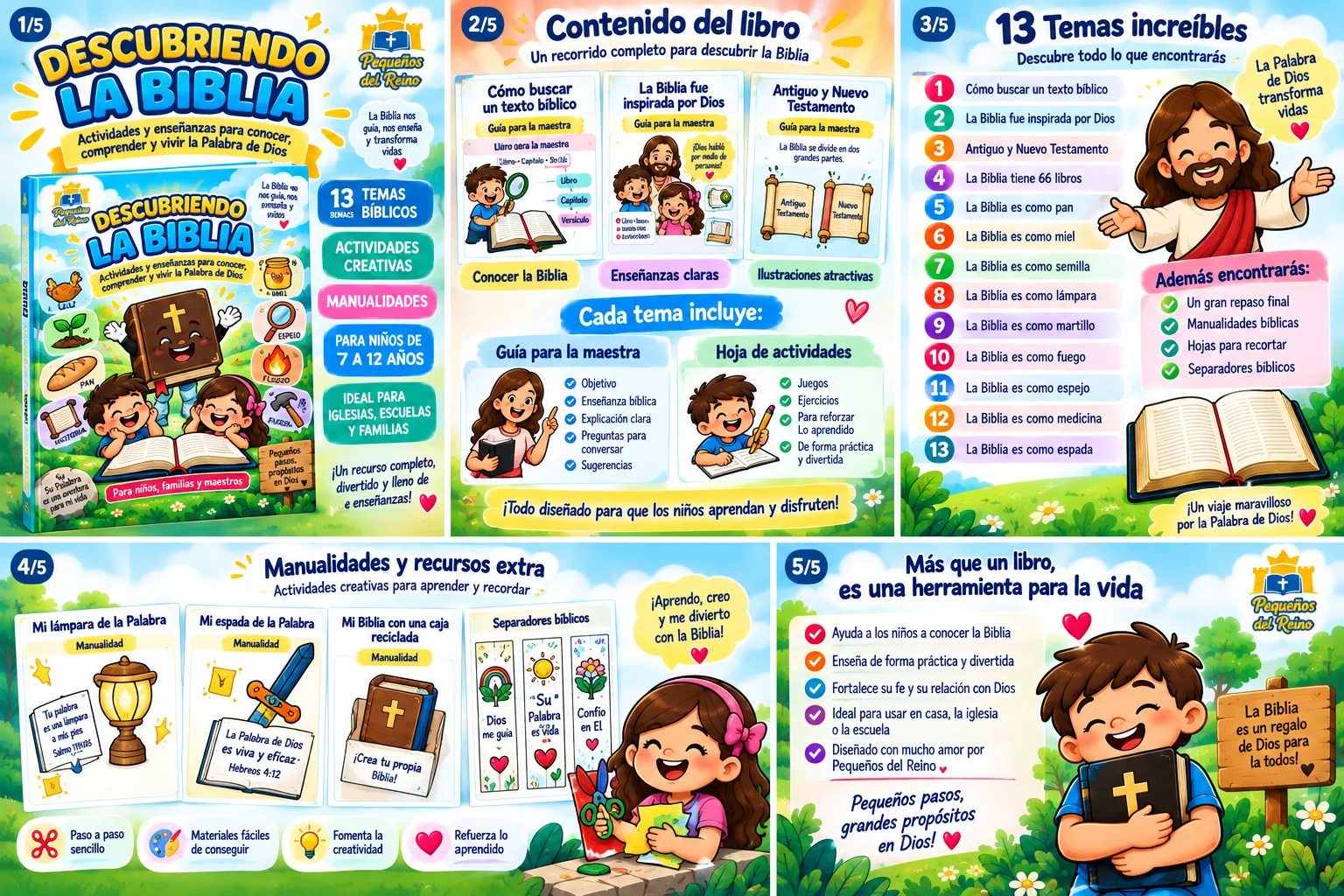 Vista general de los 13 temas, la guía para maestros y las actividades