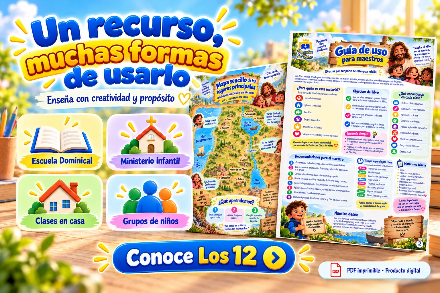 Guía para maestros y mapa bíblico para preparar las clases